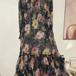 Zimmermann Black Floral Long Sleeve Dress